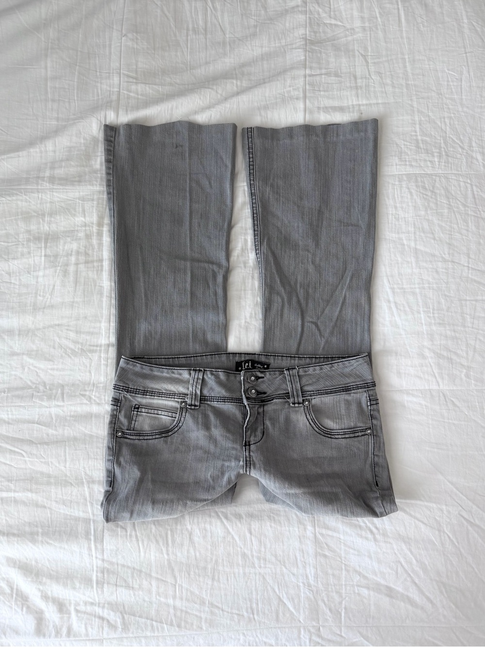 Y2K L.E.I. Grey Denim Bootcut Jeans w/ Double Buttoned Waist Size 9